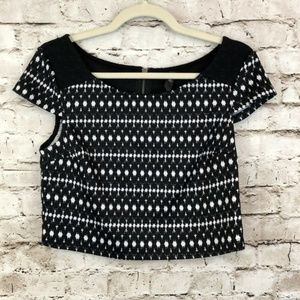 Jessica Simpson Lexi Crop Top Jacquard Cap Sleeve